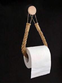 1/2pcs Handmade Jute Rope Toilet Paper Holder, Vintage Style Hook, Wall-Mounted Towel Ring, Toilet Paper Holder With Hook, Towel Rack, Natural Jute Rope, Bathroom Accessories - Khaki - View 11