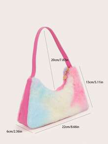 1pc Fluffy Autumn/Winter Versatile Niche Design Handheld Shoulder Bag, Fashionable Underarm Bag - Plush - View 7