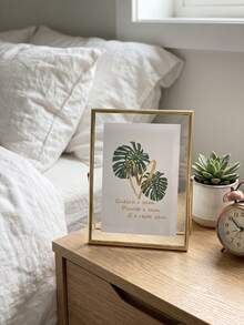 1pc Gold Metal Horizontal & Vertical Desktop Photo Frame, Acrylic Transparent Stand Photo Frame, Floating Display Design, With Stand, Desktop Home Decor Photo Frame, Modern Minimalist Living Room Bedroom Decoration, Suitable For Wedding Backdrop And Gifts For Friends, Classmates On Birthday, Graduation And Christmas, Autumn Farmhouse Style Room Decor - A - View 8