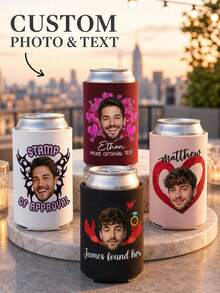 1pc Customized Photo Cup Covers, Personalized Photo Heat-Resistant Sleeves, Single Party Gifts, Customized Drink Cup Covers, Bridal Party Supplies, Single Party Accessories. - Multicolor - View 1