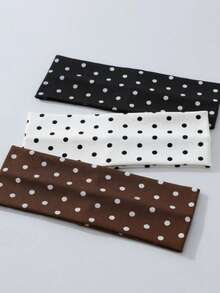 3pcs/Set Fashion Women's Polka Dot Print Soft Non-Slip Headband, Elastic Yoga Sports Hair Accessory, Versatile For Daily Wear And Multiple Occasions - Multicolor - View 4