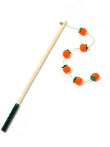 Bountiful Tomato Cat Teaser Wand, Felt Bell Persimmon Cat Toy, Pet Toy - Multicolor - View 9