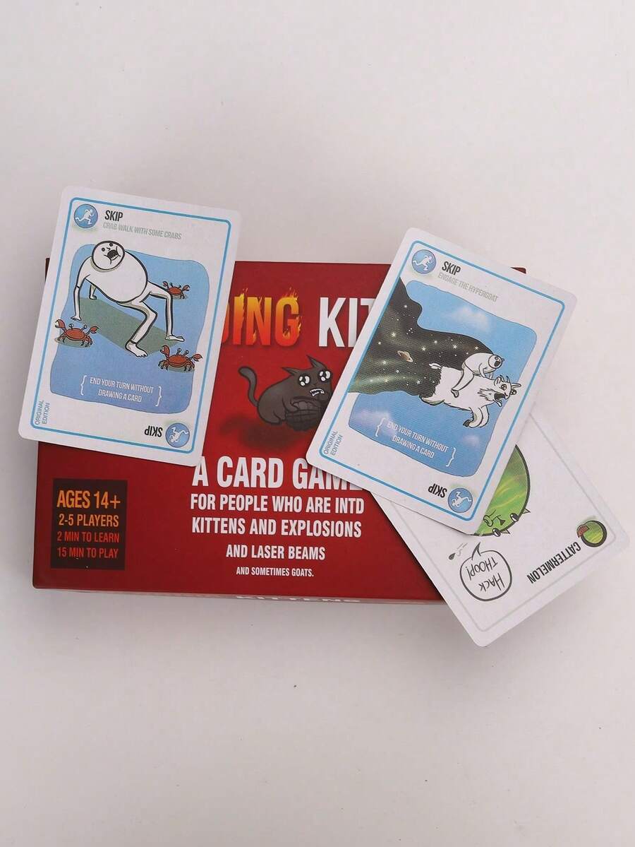 (English Version) Bomb Cat Game Cards For 2 To 10 Players, 15-Minute Round Party Card Games, Exclusive Party Game For Friends And Companions - Red - View 1