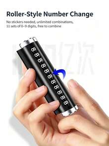 1pc Roller-Style Plastic + Aluminum Alloy Car Temporary Parking Number Plate, Car Interior Decoration Ornament, Car Parking Number Plate, Suitable For All Car Models - A - View 4