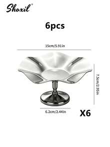shoxil 1 pièce Tasse à dessert en métal en forme de feuille de lotus, bol de service à pied en acier inoxydable poli, plateau décoratif à pied haut, convient pour les desserts, les fruits, les amuse-gueules, parfait pour la table basse du salon et les hôtes de fêtes à la maison - Tasse - Voir 13
