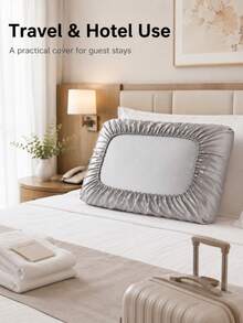 Elastic Pillowcase, Suitable For Various Pillow Shapes Travel Pillowcase, Foldable Pillow Protector, Suitable For Hotel, Camping, Bedroom Daily Use - Multicolor - View 3