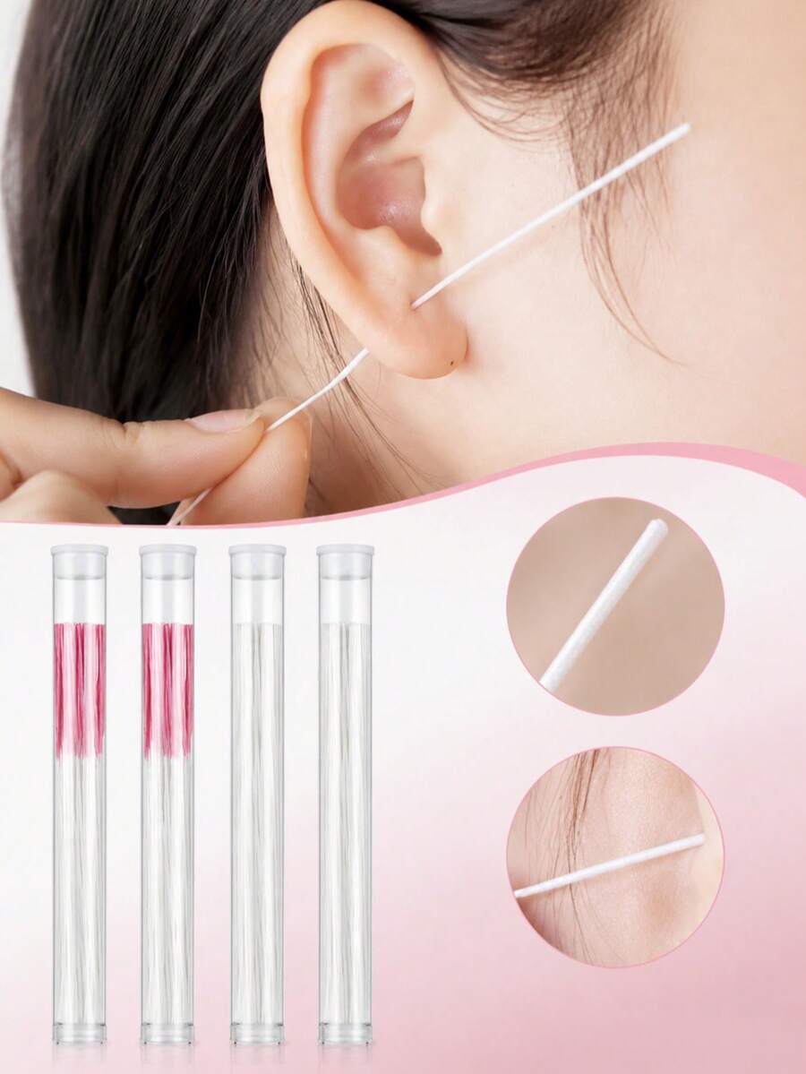 122pcs Ear Piercing Cleaning Swabs, Disposable Ear Piercing Care Cleaning Swabs, Anti-Clogging Ear Canal Cleaning Sticks, Used For Earwax Removal And Piercing Maintenance, Portable Ear Care Tool Set, Suitable For Travel, Daily Makeup Care, Personal Hygiene Essentials, New Year Gift