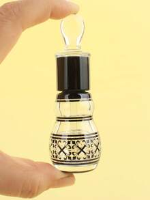 4pcs 12ml High-End Electroplated Black Floral Embossed Glass Essential Oil Bottles With Dropper, Gourd-Shaped Travel Sample Refillable Empty Bottles - Multicolor - View 2