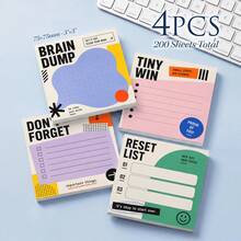 4 Packs 200 Sheets High Productivity Sticky Notes 75x75mm 3x3in, Brainstorming Clear Mind Don't Forget Small Wins Check-In Restart List Self-Adhesive Notepad Task Desktop Reminder Stickers Office School Work Stationery Supplies - 75 X 75 mm - View 1