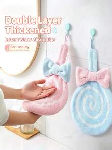 Cute Lollipop‑Shaped Hanging Hand Towel, Thickened Absorbent Coral Fleece Kids Small Towel, Soft Reusable Hand‑Drying Cloth, Multi‑Purpose Household Rag For Kitchen Wiping, Bathroom Hand & Face Washing Daily Household Cleaning Towel - Multicolor - View 1