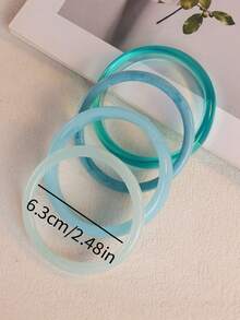 4pcs Elegant Vintage Bracelets, Fashionable Minimalist Design, Suitable For Casual Wear, Acrylic, Perfect For Daily And Party, Gift For Women - Blue - View 3