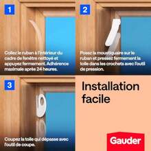 Bande auto-agrippante adhésive, moustiquaire fenêtre (12 m) | Fixation forte, ruban adhésif transparent en polyester pour filet - couleur comme sur la photo - Voir 6