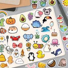 100pcs Stiker Kartun Hewan Lucu Mini Versi Q untuk Perencana, Casing Ponsel, Buku Catatan, Tablet, Skateboard, Gitar, Kotak Kemasan Pesta, Gelas Air, Dekorasi Koper - MultiWarna - View 7