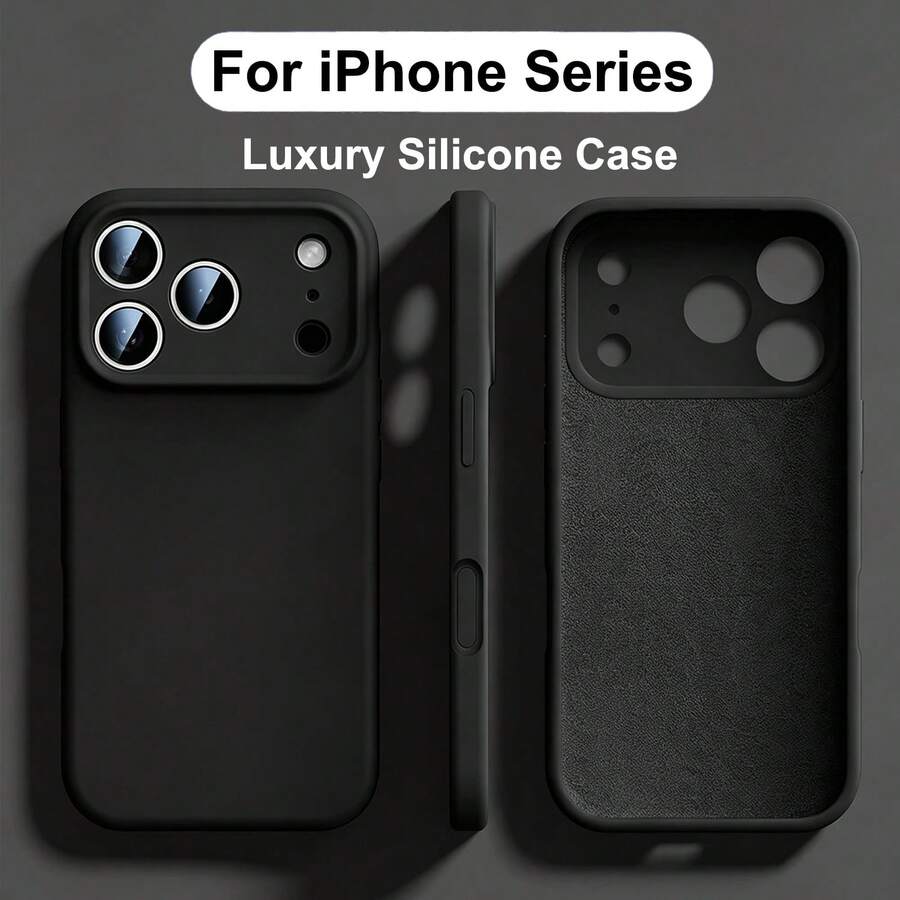 全包覆液態矽膠手機殼,相容 iPhone 18 Pro Max 18 Pro,3 層軟橡膠防震保護殼,抗刮微纖維內襯,相容 iPhone 17 Pro Max 16 Pro Max 17e 16e 15 14 13 - 黑色 - 查看 1
