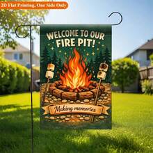2D Flat Printed Garden Flag 1pc, Enjoy Bonfire Time Garden Flag - Single-Sided Printed Outdoor Decor, Suitable For Home And Garden, Holiday Decoration, Durable Polyester, 11.8X17.7 Inches, Flag Pole Not Included - A - View 5
