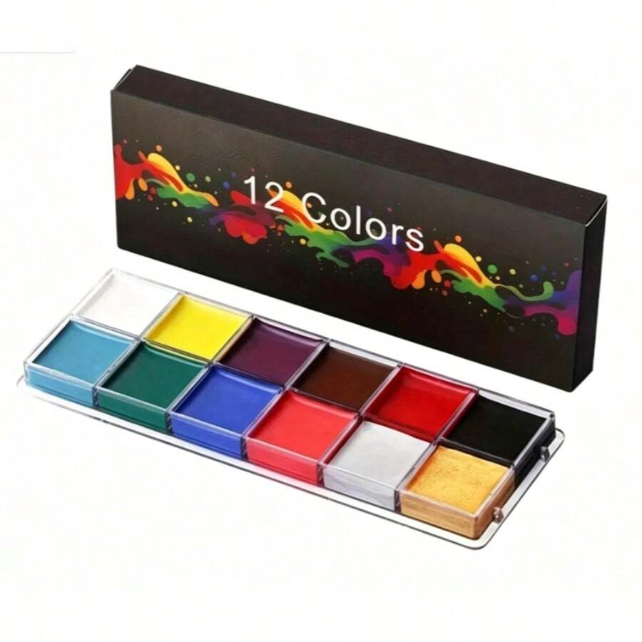 Professional Multi-Color Oil-Based Watercolor Paints, 12 Colors - Vibrant, Long-Lasting, Easy To Apply, Suitable For Holidays And Various Activities. - Single Piece - View 1