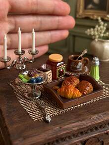 Model Roti Croissant Miniatur, Set Dekorasi Teh Sore untuk Rumah Boneka, Termasuk Model Roti Resin Miniatur, Kopi, Makanan Penutup, Tempat Lilin, Peralatan Makan, Aksesoris Adegan Restoran Miniatur - Satu-Ukuran - View 2