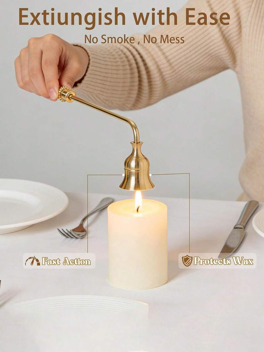 Long Handle Candle Extinguisher, Elegant Candle Snuffer, Suitable For Scented Candle Jars And Candle Lovers, Elegant Home Decor Accessory - Multicolor - View 1