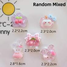 6/18/28pcs Cute Cartoon Glossy Rabbit Cherry Bow DIY Resin Pendant Accessories Flat Back Charms For DIY Jewelry, Hair Accessories, Hair Clips, Scrapbook Decoration, Jewelry Making - Random Styles - Cute Rabbit Bow - View 4