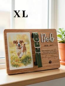 Personalized Custom Pet Memorial Plaque With Photo & Collar Clip, Engraved Name/Life Years/Quote, Wooden Base, Photo Slot, Collar Holder – Perfect For Home Decoration, Keepsake Gift For Pet Lovers (Dog/Cat Owners) - Brown - View 12