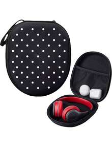 Polka Dot Pattern Hard Shell EVA Earphone Storage Bag - Portable Travel Case For Over-Ear Headphones And Gaming Headsets, With Mesh Pocket And Elastic Strap, Waterproof And Shockproof - Multicolor - View 5