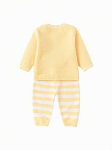 Balabala 聖誕春秋冬嬰兒內衣套裝 柔軟長袖上衣與長褲 幼兒男童保暖內著 - 黃色調 - 查看 2