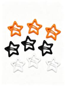 60/40/20/10入組萬聖節可愛Y2K星星BB髮夾，萬聖節限定配色碎髮夾，基礎百搭髮飾，適合女孩，日常上學、派對、運動使用 - 彩色 - 查看 3