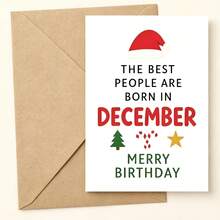 1pc December Birthday Christmas Card With Envelope - "Born In December" Holiday Greeting, Suitable For Friends And Family, Blank Inside - View 12