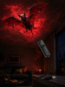 2款惡魔蜘蛛與惡魔蝙蝠特效燈,逼真360°旋轉USB供電燈,適用萬聖節臥室裝飾、鬧鬼派對與節日氛圍 - 多色光 - 查看 8