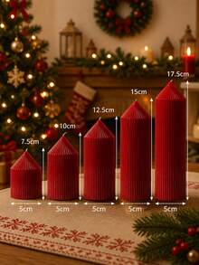 4pcs Gift Box Set Roman Column Beige Scented Candles, Smoke-Free Aromatic Candles, Burn Time Up To 72 Hours, Includes Fragrance, Pointed Cylindrical White Candles, Suitable For Home Decor - Fine-toothed Pointed Tip - View 4