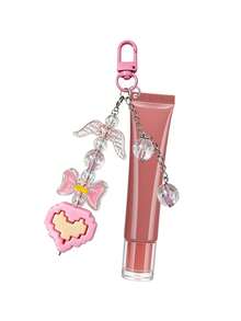 15ml Slanted Mouth Lipstick Tube With Pink Pixel Heart Shaped Keychain, Angel Wings And Rainbow Colored Transparent Beads Pendant, Multi-Functional Bag Charm, Refillable Cosmetic Container, Squeeze Dispenser Bottle, Lip Gloss Keychain, Beauty Tool, Lipstick Bag Charm, Birthday, Back To School Gift, Graduation Gift, Wedding Accessory - Multicolor - View 13