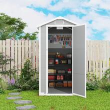 AYAYM All-Weather Resin Outdoor Garden Shed Reinforced Tool Storage Shed - Grey - View 10