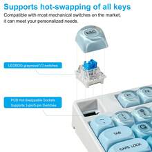 Tri-Mode Wireless Mechanical Keyboard, Hot Swappable Custom RGB Gaming Keyboard, Cute Jelly PBT HOA Profile Keycaps, RGB Backlit, Dustproof Blue Switch,BT5.0/2.4G/USB-C, For PC, Laptop, Compact 80% Size - View 9