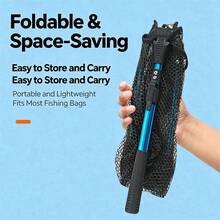 Foldable Fishing Landing Net, Telescopic Aluminum Handle Dip Net, Quick‑Dry Coated Honeycomb Mesh, Portable Triangular Fish Catch Net With Storage Bag For Freshwater Saltwater Fishing - Multicolor - View 7