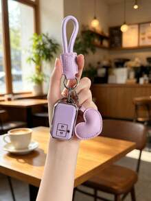 1PC Fashion PU Heart Pendant Lanyard Suitable For Imported Jimny Suzuki SX4 Key Cover Swift, Yueli Auto Car Shell Buckle - Soft Durable TPU, Ideal Gift - Multicolor - View 3