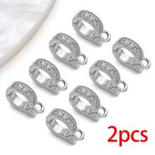 2pcs 18K Golden Plated Pendant Bails Rhinestone Fold Over Bead Bails Connector Clasps For Pearl Charm Necklace DIY Jewelry Making Findings - Multicolor - View 12