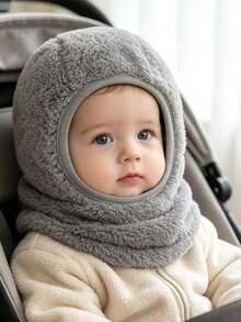 New Autumn And Winter Children's Pullover Hat, Versatile, Solid Color With Fleece Insulation, Cold Proof Hat, Scarf One-Piece Hat - Multicolor - View 4