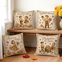 4pcs Vintage Autumn Harvest Pattern Pillow Covers Without Inserts, Single-Sided Printed Pillow Covers, Suitable For Living Room Bedroom Home Decor, All-Season Pillow Covers - Multicolor - View 10