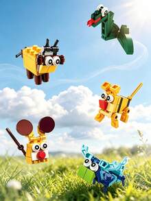 Youleli 12pcs Mini Animal Small Particle Building Blocks, DIY Dinosaur Bird Insect Models, STEM Educational Toys For Kids, Birthday Party Favors Gifts - Multicolor - View 4