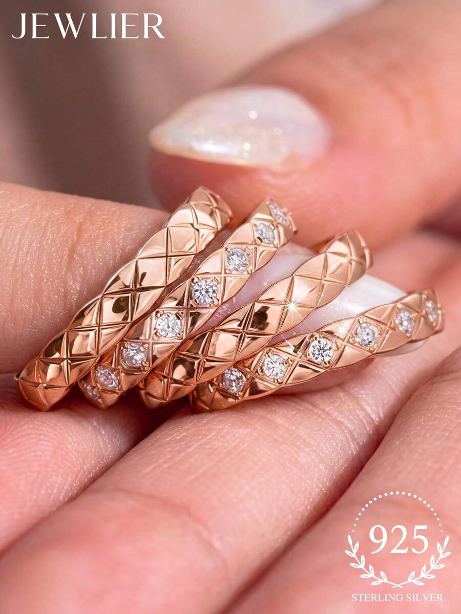 1pc Diamond Ring, Diamonds Embedded In Diamond Grid, 925 Sterling Silver Jewelry, Elegant & Fashionable Single Ring, Exquisite Jewelry, Suitable For Girls, Vintage Party Date Birthday Gift