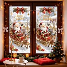 1pc Christmas Santa Sleigh Window Decal, Cartoon-Style Christmas Santa And Snowman Happy Christmas Glass Decal, Reusable Window Decal, Suitable For Christmas Decoration In Living Room During Winter Season - Multicolor - View 8
