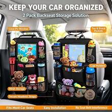 2pcs Car Back Seat Organizer With 10-Inch Tablet Holder, 9 Storage Pockets, Waterproof Kick Mat Seat Back Protector, Suitable For Kids And Toddlers, Multi-Pocket Car Travel Storage Accessory - Multicolor - View 4