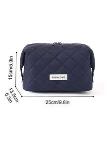 Large Opening Design Large Capacity Makeup Bag With Zipper, Lightweight Travel Toiletry Bag, Waterproof Foldable Quilted Cosmetic Storage Bag, Suitable For Skincare, Brushes, Bathroom And Travel Essentials, Gift For Girls And Women - Multicolor - View 16