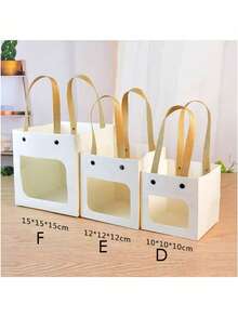 Elegant Kraft Paper Bags With Nylon Handles And Transparent Window, 10 Pieces, 2 Styles, Square Gift And Shopping Bags For Retail, Party, Wedding, Craft Packaging - Multicolor - View 5