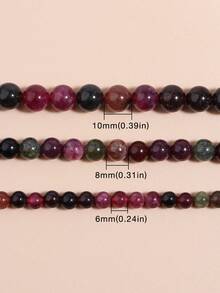 1 Strand 6/8/10mm ﻿Natural Stone Rainbow Tourmaline Round Loose Spacer Beads For Jewelry Making DIY Handmade Bracelet Accessories - Multicolor - View 3