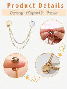 2pcs Multi-Function Magnetic Clothing Clips With Chain Attachment, Metal Button Clips For Quick Fixing Of Clothing, Scarves, Shirt Collars, Cuffs And More, With Magnetic Pin - Multicolor - View 9