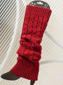 1 Pair Fashion Patterned Long Leg Warmers, Simple Knitted Warm Leg Warmers, Suitable For Spring, Autumn And Winter Wear - Multicolor - View 9
