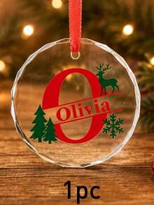 Custom Initial Name Christmas Ornament, Personalized Round Tree Hanging Decor, Festive Reindeer Snowflake Holiday Style, Customized Christmas Keepsake Gift, Customizable Family Name Ornament For Xmas Tree Decor, Christmas Decorations, Family Gifts - Style C - View 19