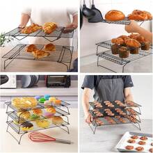 2pcs/4pcs 16X10 Inch Kitchen Utensils, Baking Tools, Multi-Functional Folding Rack, Cooling Rack, Baking Tray Rack, Stackable Baking Cooking Drying Cooling Rack, Camping Grill, BBQ Rack, Kitchen Supplies, For Cooking Baking Cooling Baking Cookies Cakes - View 9