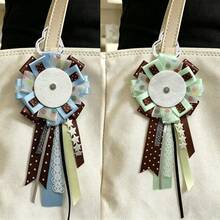 1pc Satin Ribbon Badge Holder Base, Lace Ribbon Accessory, Brooch Hook, Bag Pendant, Badge Cushioning Fabric Base, Fabric Base Pendant, Ribbon Lining Badge Outer Decoration - Y - View 1